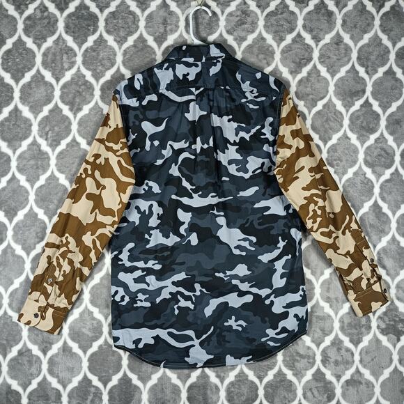 Diesel Shirt Mens Small Camo Patchwork Button Down Long Sleeve Cotton - Picture 4 of 12